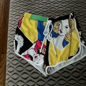 Retro lounge shorts with drawstring so cute! Colorful! Size xsmall fits s/xs